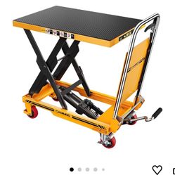 Foldable Hydraulic Lift Table Cart, 500lbs Capacity, 28.5" Lifting Height, Single Scissor Lift with Non-Slip Pad & Thickened Scissors Design for Mater