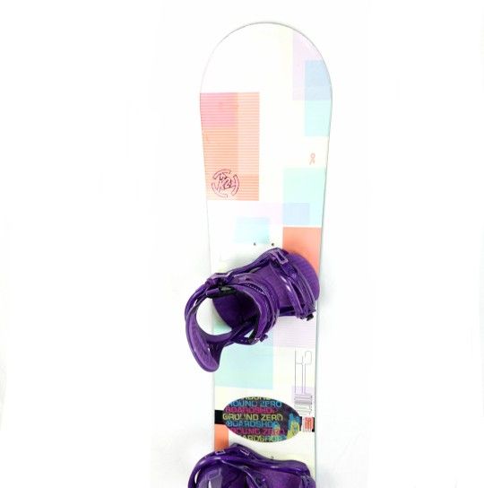 150 cm K2 Moment snowboard with Burton binding 150cm womens snow board purple bindings for Sale