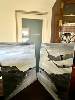 Two-Piece Coastal Diver Canvas Art Set – Large Statement Wall Art
