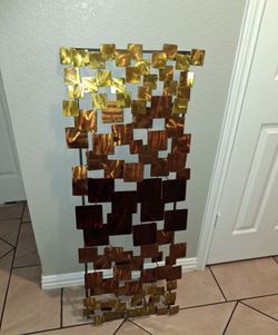 Vintage Mid-Century Modern Brutalist Mixed-Metal Wall Sculpture 46"