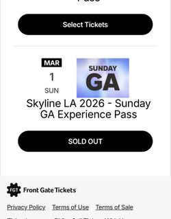 1 GA SKYLINE TICKET FOR 03/01