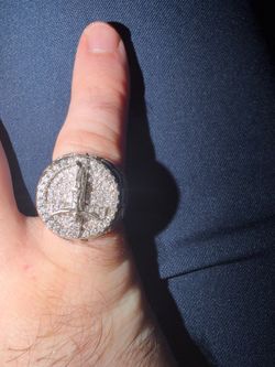 Silver nugget ring with lab grown diamonds