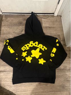 Black n yellow sp5der hoodie size XL brand new