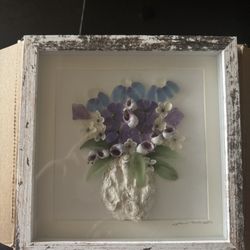 Seashell Seaglass  Flower Art 