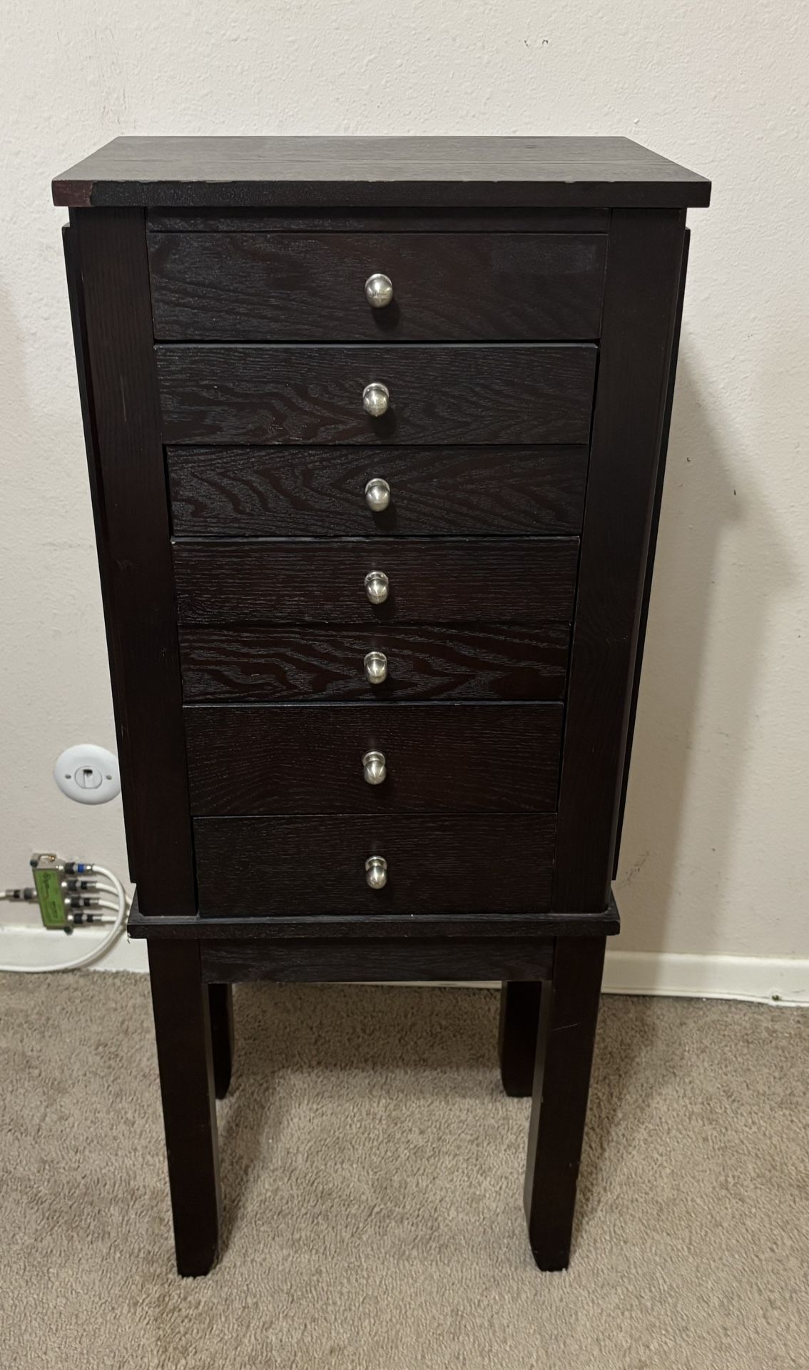 Black 6-drawer Wooden Armoire