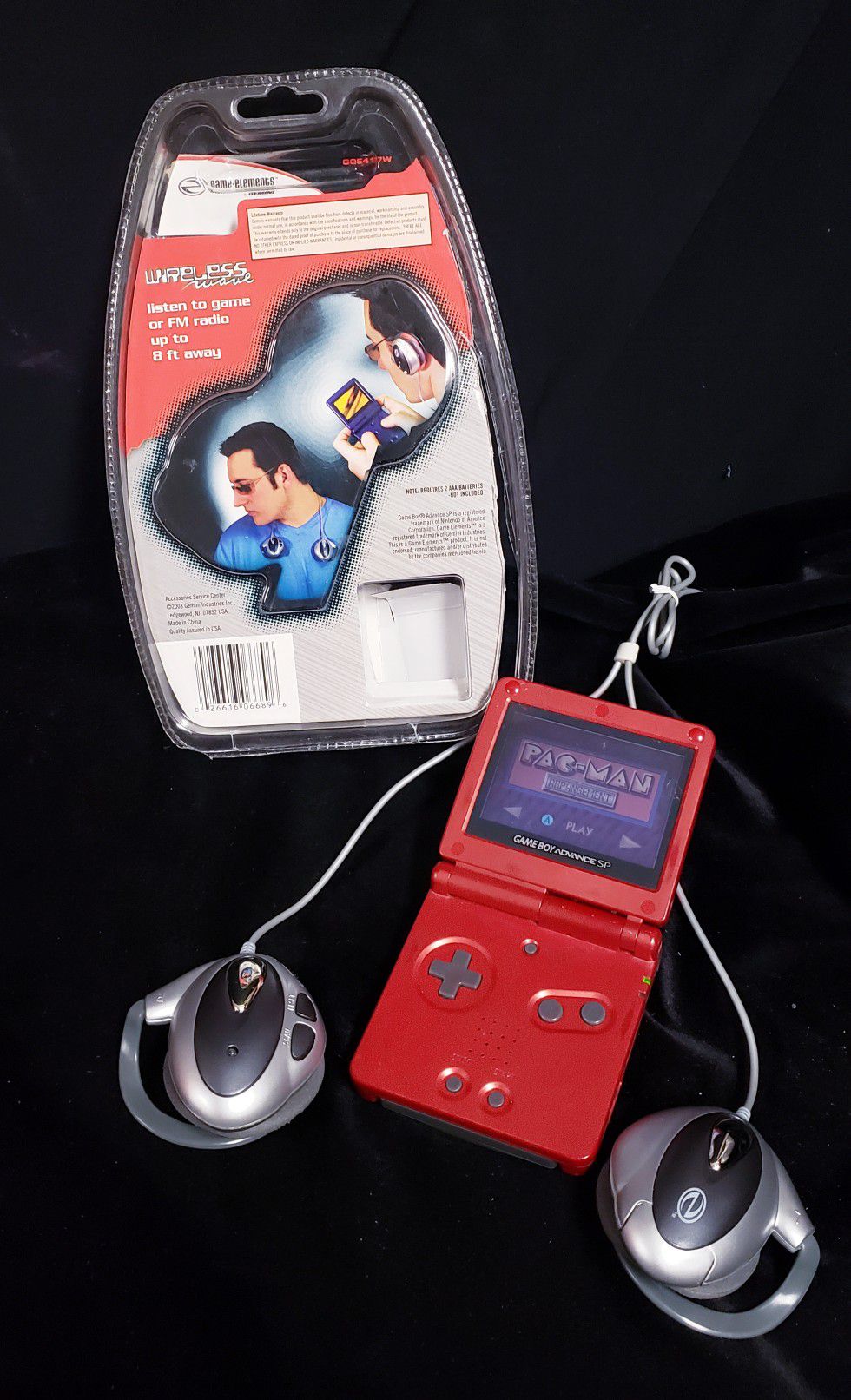 Flame Gameboy Advance SP w/Wireless Headphones