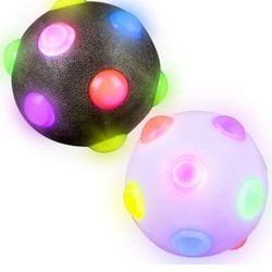 ArtCreativity Light Up Disco Balls, Set of 2, Rubber Balls for Kids with Flashing LEDs, Light Up on Impact, LED Toys for Boys and Girls, Stress Balls 