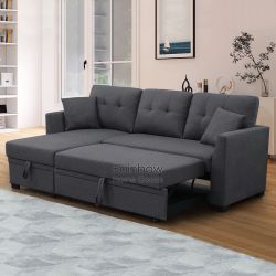 Reversible Pull Out Sleeper Sofa Bed Sectional Couch