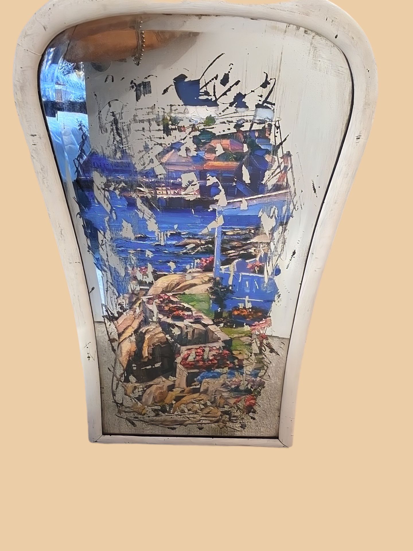 Antique Mirror With Picture Inside 