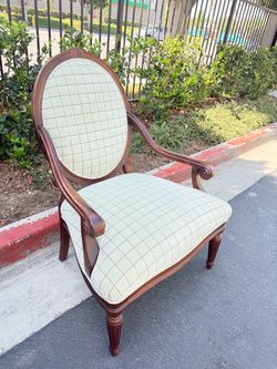 Vintage Sam Moore La-Z-Boy Wood Accent Armchair – Elegant Oval Back