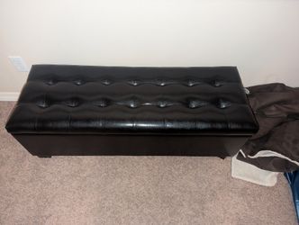 Faux Leather Storage Ottoman
