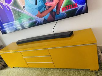 Modern Yellow High-Gloss TV Console / Media Cabinet