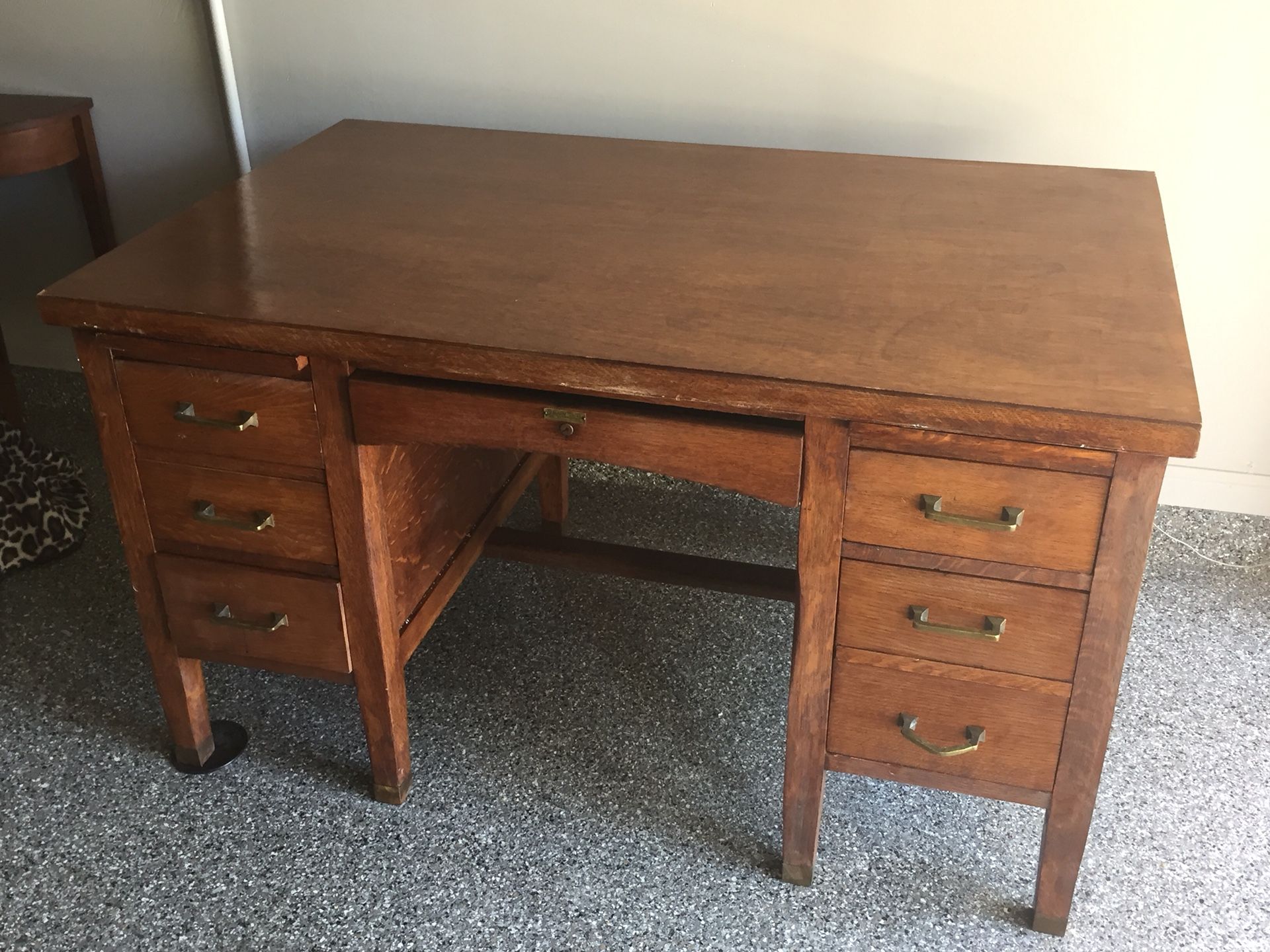 Gorgeous antique oak partner desk