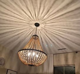 Large wood bead chandelier