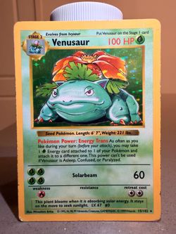Venusaur Shadowless Base Set Holo LP 15/102 Pokemon TCG