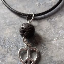 Heart Shaped Peace Sign Aromatherapy Necklace 