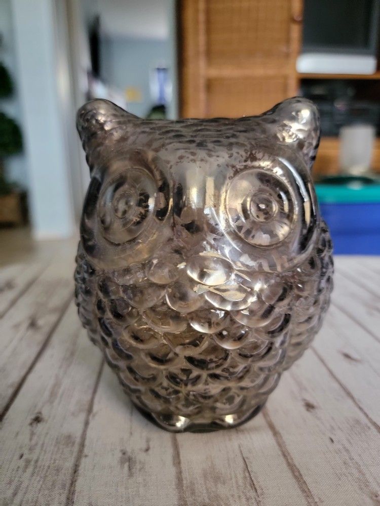 Mercury Glass Owl Figurine