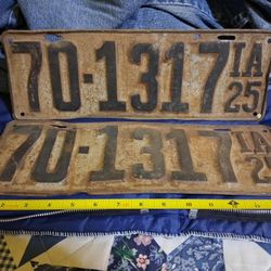 Pair Of 1925 Muscatine County Iowa License Plates 
