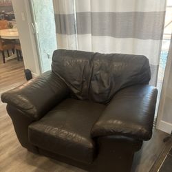 Oversized Dark Brown Leather Armchair 