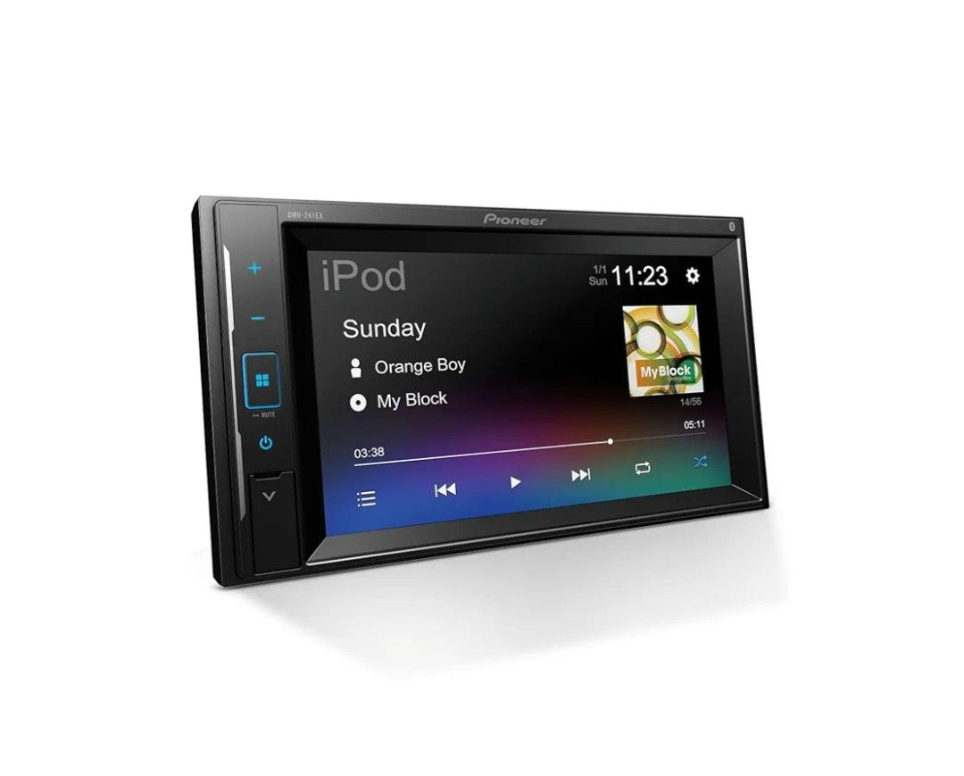 Pioneer DMH-241EX 6.2" Resistive Touchscreen, Double Din – Bluetooth, Backup Camera, AM/FM Radio, USB, FLAC Playback, Short Chassis, 13-Band EQ, 50W x