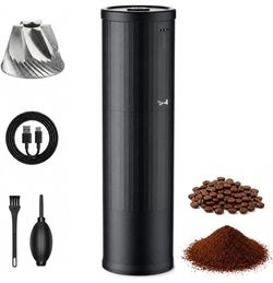 Portable Electric Coffee Grinder, USB Rechargeable Burr Grinder with Adjustable Grind Settings, Compact Travel Coffee Grinder for Espresso, Drip & Fre