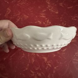 White Ceramic Catfood/Water Bowl