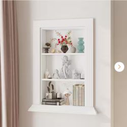 FUFU&GAGA White 27.3 in. H Storage Cabinet Built in Cabinet Wall Niche, 3-Tier Display Shelf, for Place Statues, Shrines, Decor KF210321-01