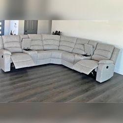 3 Pieces fabric recliner sectional sofa