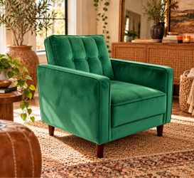 Emerald Green Velvet Accent Chair | Mid-Century Modern Boho Style
