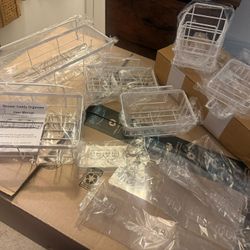 6pcs Stainless Steel Rustproof Shower Caddy, Wall Mount Bathroom Organizer with Soap Holder, Portable, No Drill Needed, Painted Finish, Large Capacity