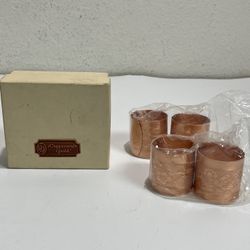 Set of 4 Vintage Coppercraft Guild ~ Floral Napkin Rings / Holders ~ New in Box