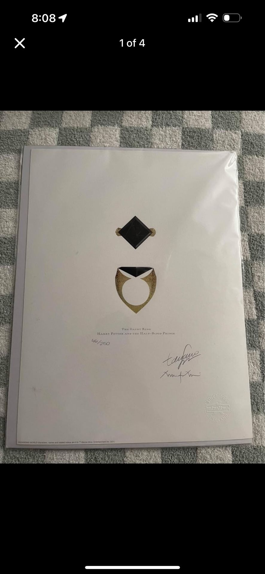 Mina Lima Signed Gaunt Ring Art Piece From New York Store