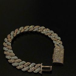 8MM S925 Moissanite Two-Tone Cuban link bracelet 