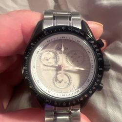 Omega Swatch Moonswatch in stainless speedmaster case and bracelet