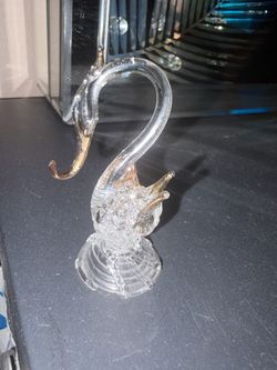 Clear Glass crystal Swan Figurine