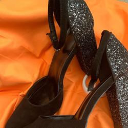 Party Glitter Heels Black Shoes 