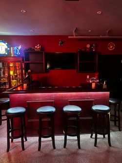 Custom Built Home Bar + 8 Barstools