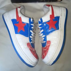 Vintage Bapesta FS-001 Foot Soldier 2000s “Blue Red White” Size 12