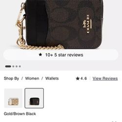  Coach black/Brown Zip card case - brand new $60