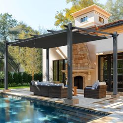 12' X 16' Outdoor Pergola, Aluminum Pergola Patio with Weather-Resistant Canopy for Backyard Deck Garden, Grey
