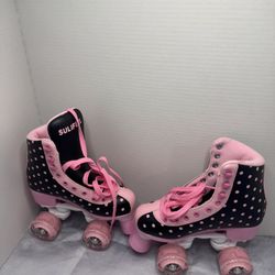 Kids Roller Skates Pink Black Light Up Wheels Adjustable Girls Skates