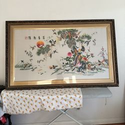 Gorgeous Vintage Chinese Embroidery Silk Wall Phoenix