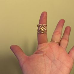 Rose Gold Ring With Precious Stone And Diamonds