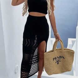 Black Two-Piece Cut-Out Bikini Cover-Up