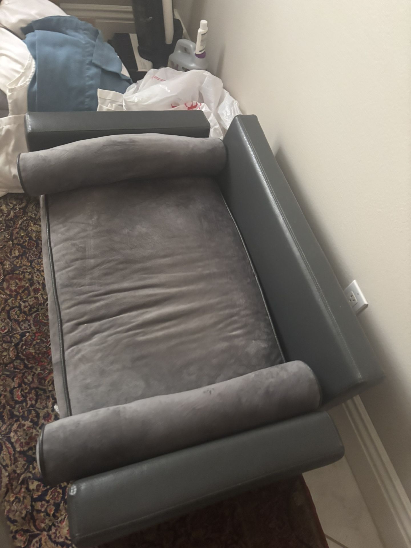 Custom Velvet Gray Dog Bed