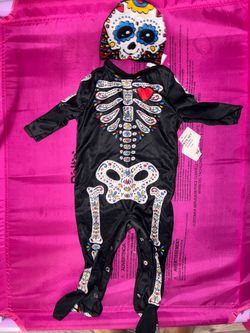 0-6 month Halloween skeleton sugar skull infant costume girls