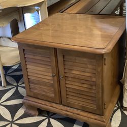 Warm Wood Louvered Accent Cabinet / Nightstand