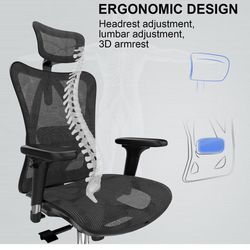 SIHOO M57 Ergonomic Office Chair with 3 Way Armrests Lumbar Support and Adjustable Headrest High Back Tilt Function Black