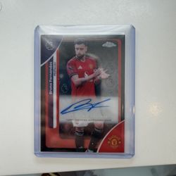 Bruno Fernandes Logofractor Auto /10. 2025-2026 Topps EPL Chrome 