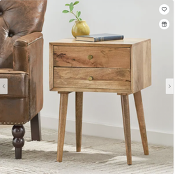 Set of 2 Chafin Indoor Mango Wood Handcrafted Side Table Bed Bath